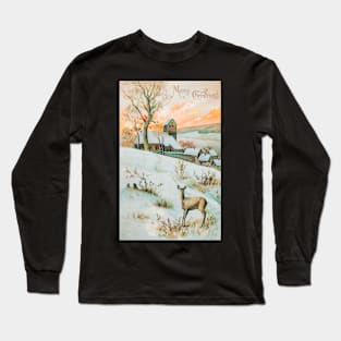 Retro Country Winter Scene Long Sleeve T-Shirt